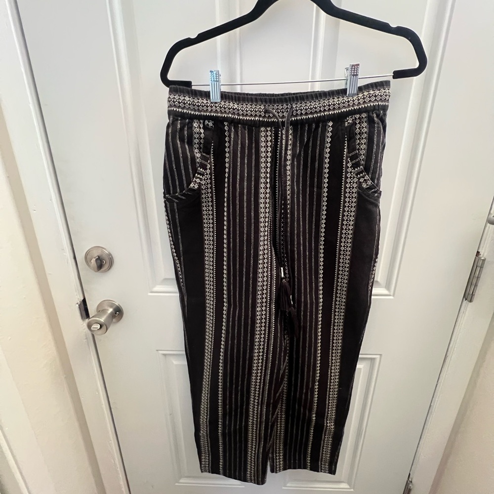 Anthropologie Black and White Striped Joggers